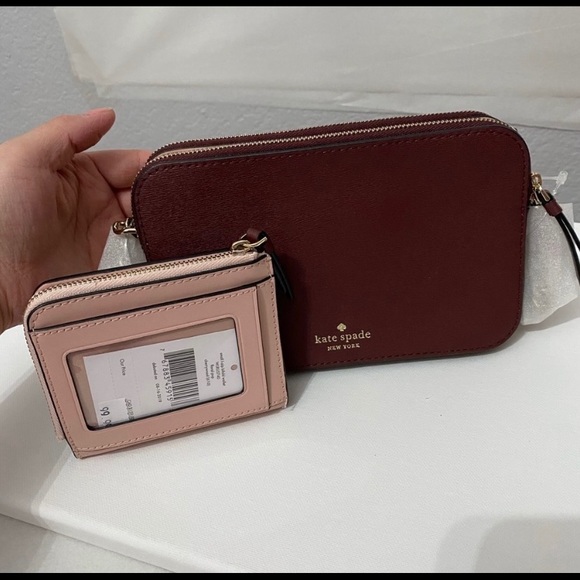 🏵NEW🏵Kate Spade floral puppy/dusty pink color crossbody bag and wallet set - Picture 4 of 8